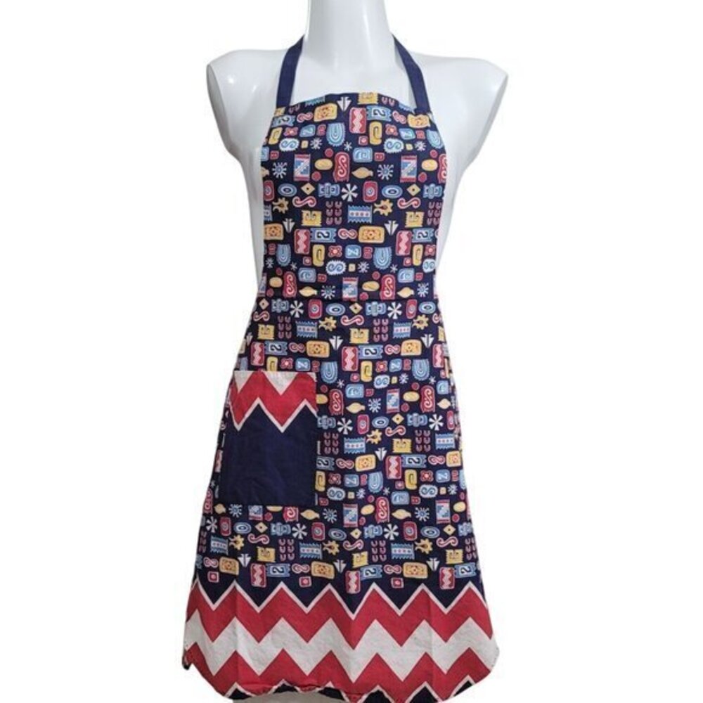 Vintage Apron Handmade Full-length Red Blue